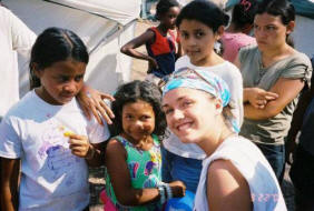 Jacinta visits with girls at the orphanage