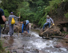 Team crosses 1 of several streams enroute to Monterey