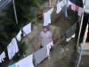 Jesse Claeys poses with laundry