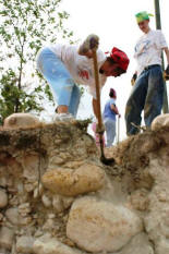 Digging the trench for the fence